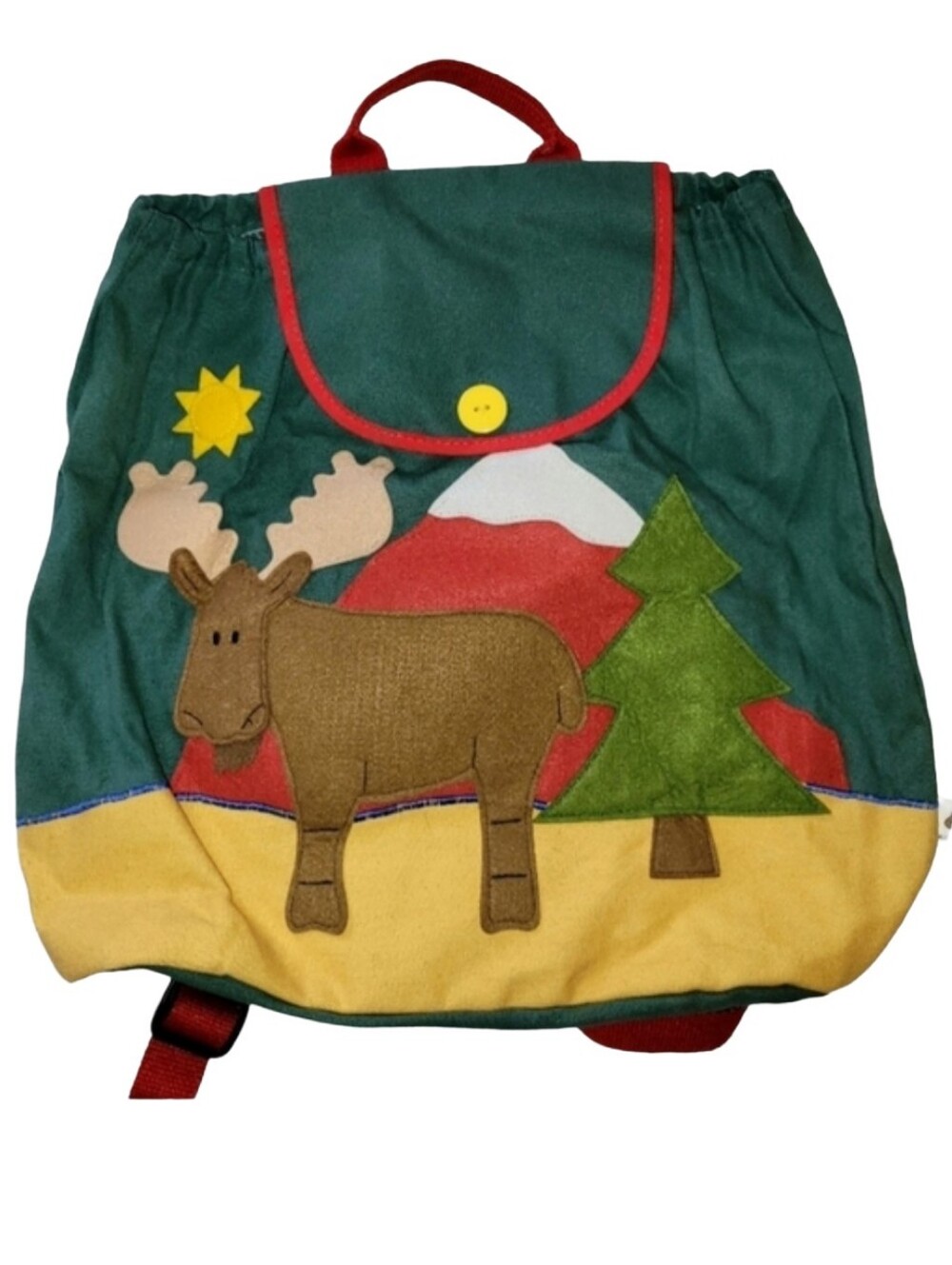 Vintage Stephen Joseph Children's Sidekick "Moose" Backpack Green Canvas NWOT